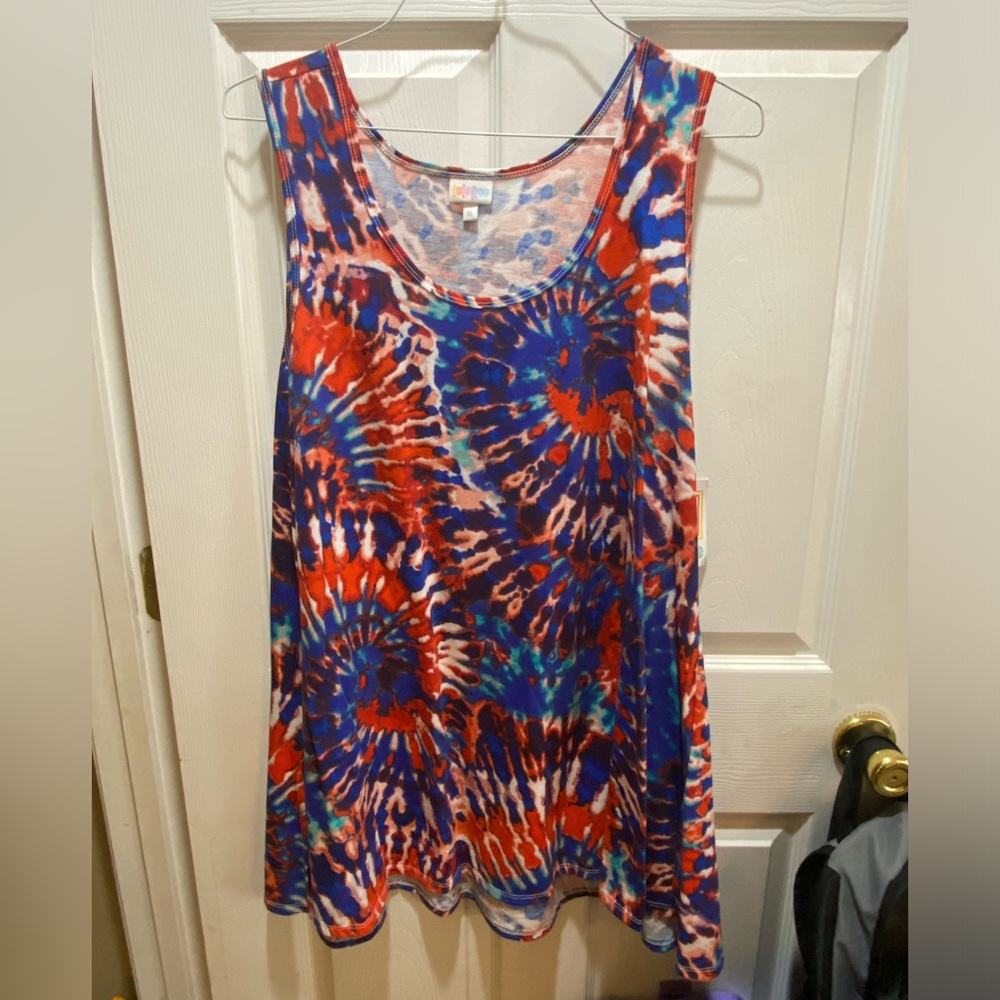 LuLaRoe Tie-Dye Tank Top - Red, Blue, White